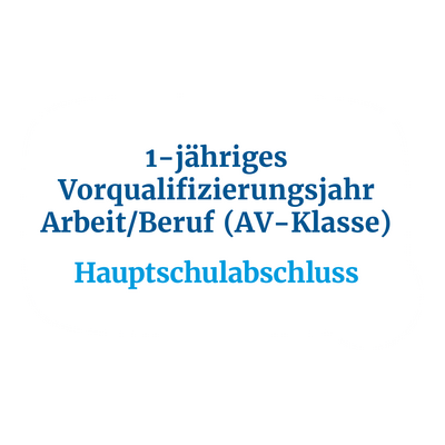 Ein Plakat beschreibt das einjährige Vorqualifizierungsjahr für die AV-Klasse und den Hauptschulabschluss.